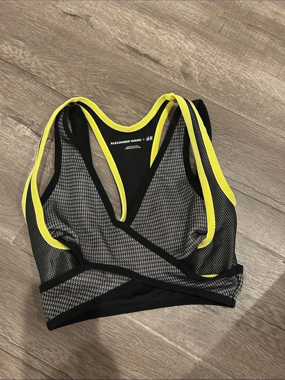 2012 Alexander Wang x H&M Black Sports Bra with Neon Yellow Trim